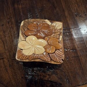 Wooden Puzzle Box With Floral Lid